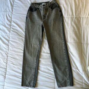 Good American High Rise Two Toned Gray Black Jeans Straight Size 00